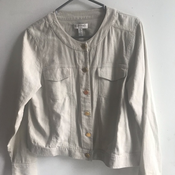 Summer blow out $20!! Ellen Tracy linen jacket, bomber style size M. - Picture 3 of 7